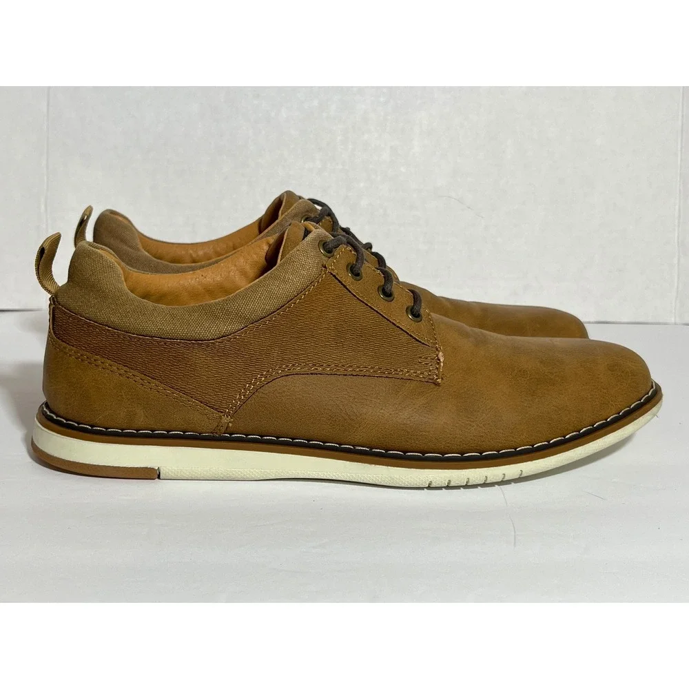 Steve Madden Madden M-LOOU Tan Brown Faux Leather Oxford Shoes Mens‎ 9.5M